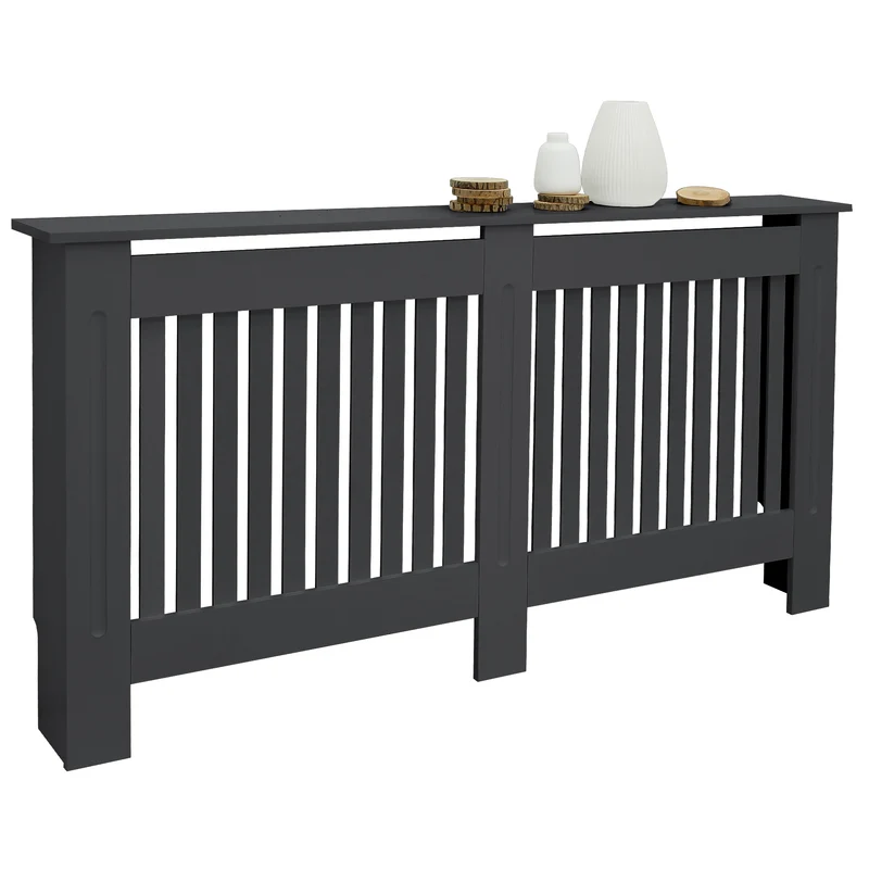B-Ware Heizkörperverkleidung 152x19x82 cm Landhaus Anthrazit aus MDF ML-Design