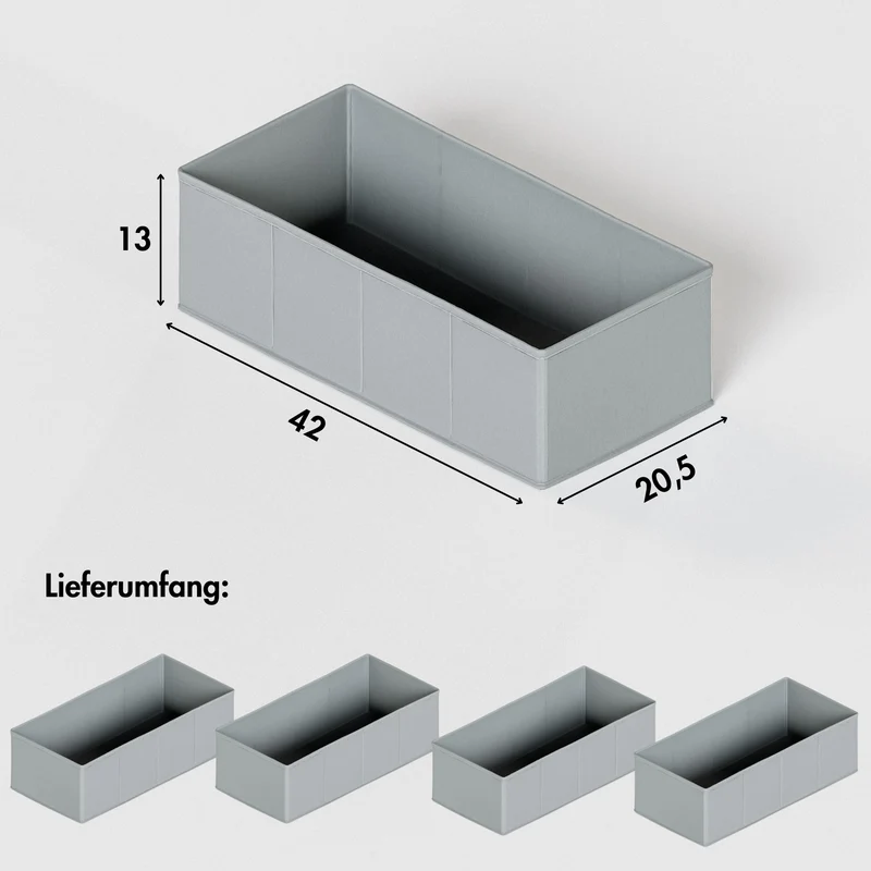4er-Set Schubladen-Organizer für IKEA Hemnes Kommode, 42 x 20,5 x 13cm