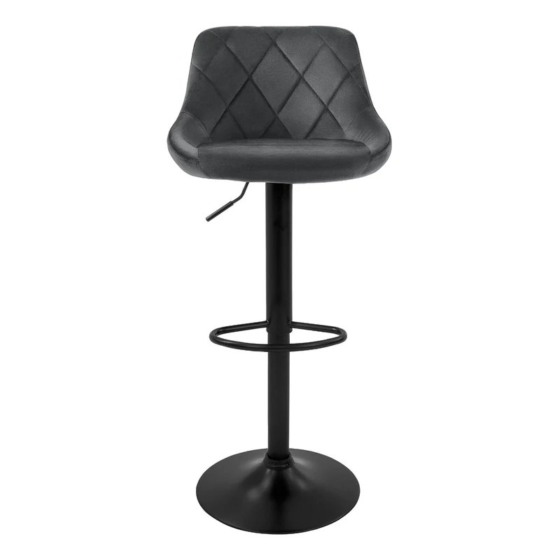 B-Ware Barhocker 2er Set Grau Samtbezug mit Rückenlehne und Fußstütze höhenverstellbar 62-82cm ML-Design