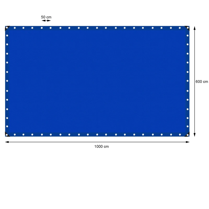 Abdeckplane Gewebeplane mit Ösen 6x10 m 260g/m² in Blau aus PE