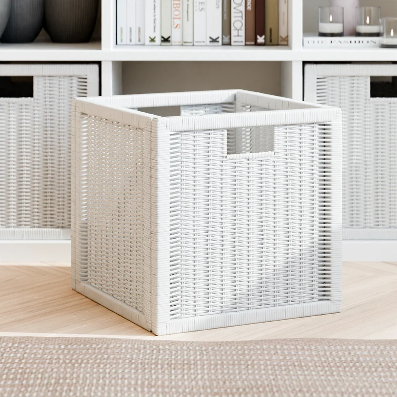 IKEA Kallax Korb, 32 x 32 x 34cm - Rattan, Geflecht - weiß