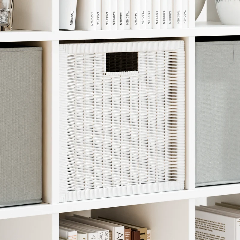 IKEA Kallax Korb, 32 x 32 x 34cm - Rattan, Geflecht - weiß