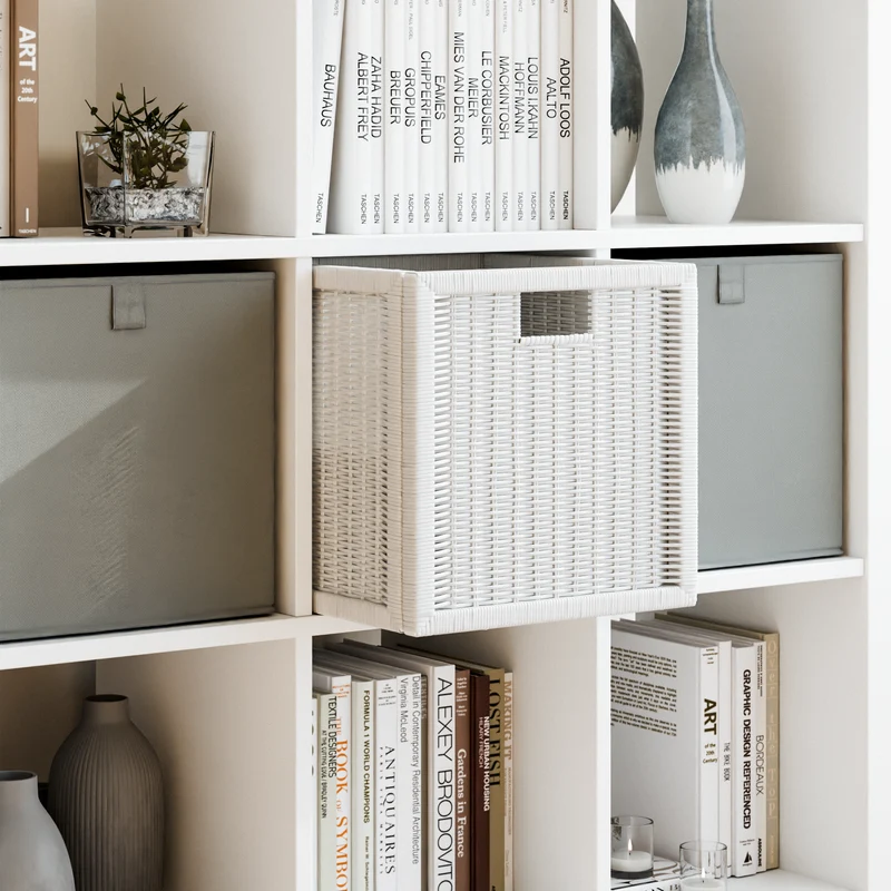 IKEA Kallax Korb, 32 x 32 x 34cm - Rattan, Geflecht - weiß
