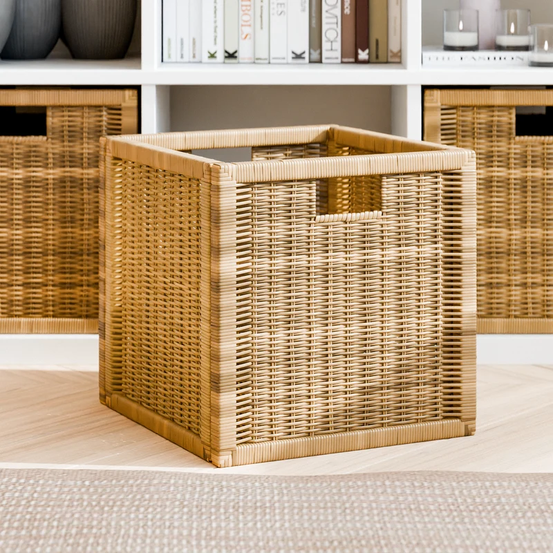 IKEA Kallax Korb, 32 x 32 x 34cm, Rattan, Geflecht - braun