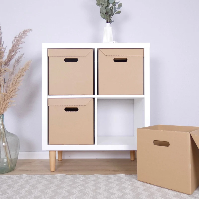 Ikea Kallax Box aus Pappe stabile Kiste mit integriertem Deckel - Braun