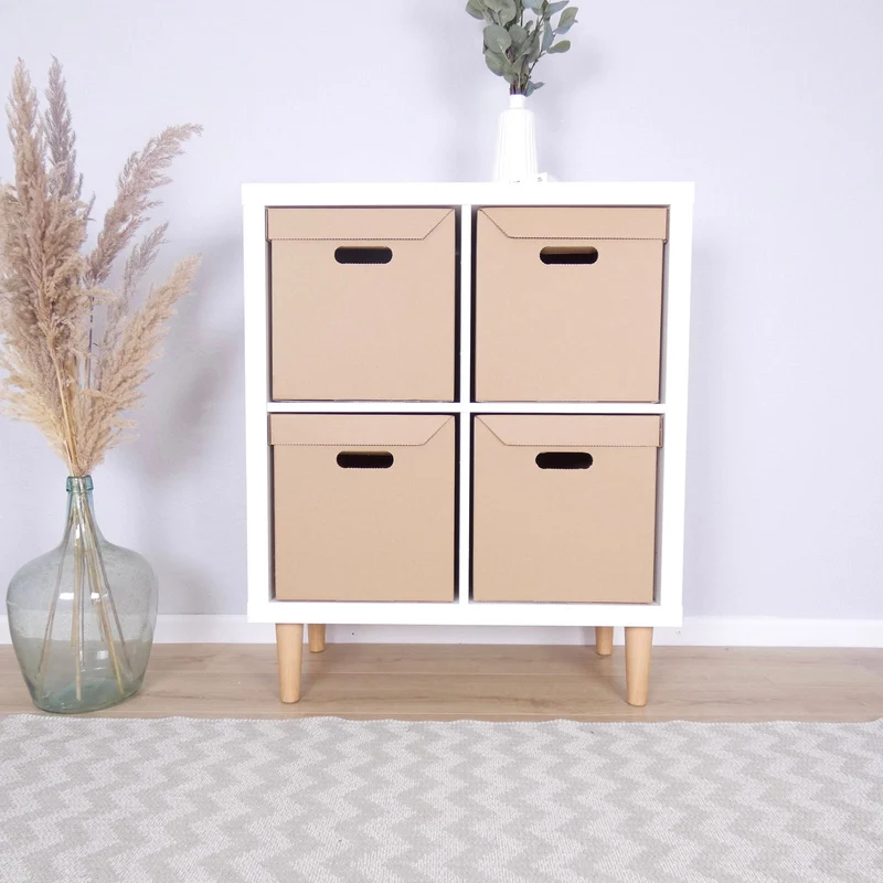 Ikea Kallax Box aus Pappe stabile Kiste mit integriertem Deckel - Braun