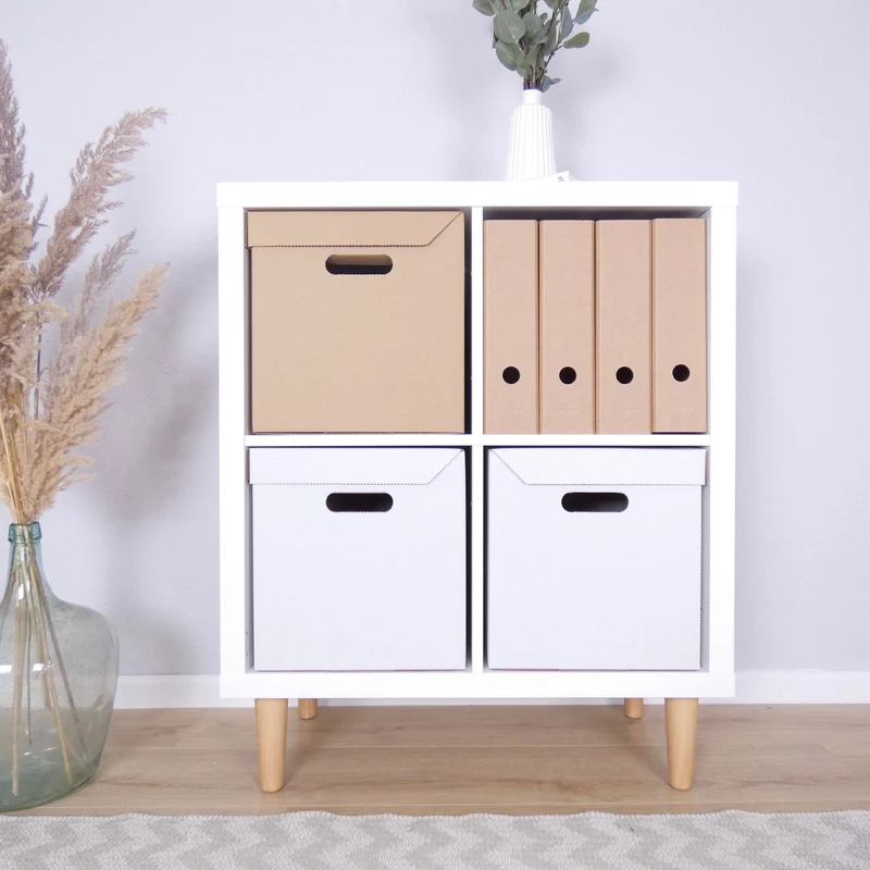 Ikea Kallax Box aus Pappe stabile Kiste mit integriertem Deckel - Braun
