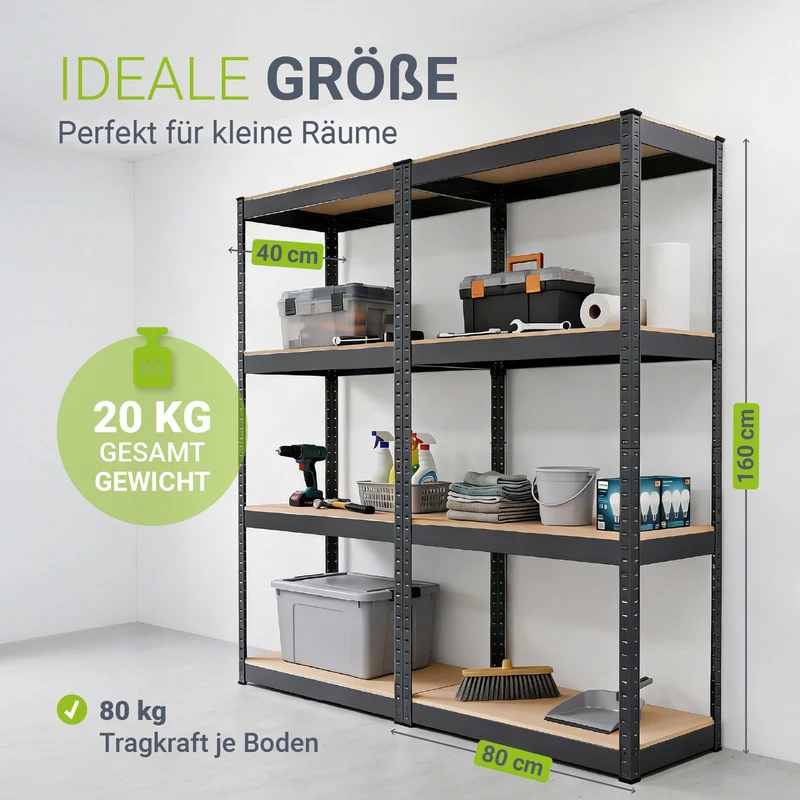 Lagerregal Easy 2er Set 160 x 80 x 40 cm