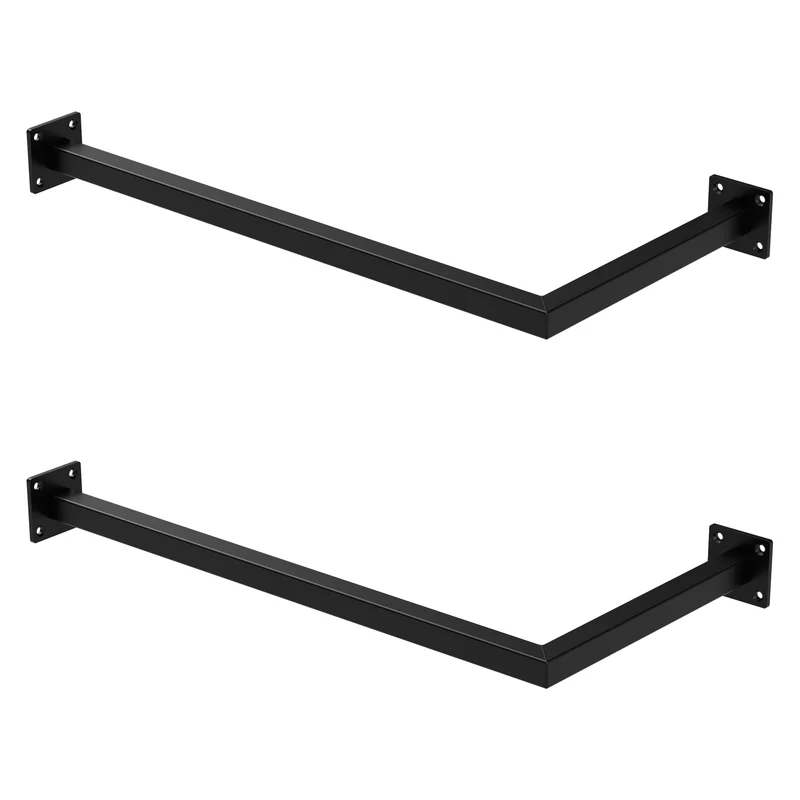 Kleiderstange Ecke Garderobe Wandmontage Schwarz aus Stahl ML-Design