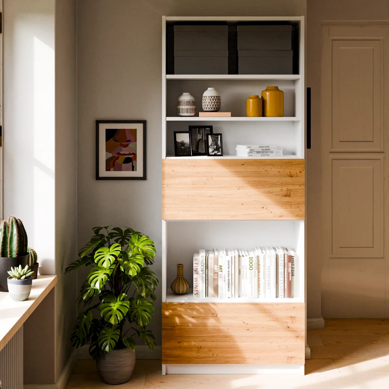Klapptür für IKEA BILLY Regal, 80 x 30cm in Weiß oder Eichenoptik