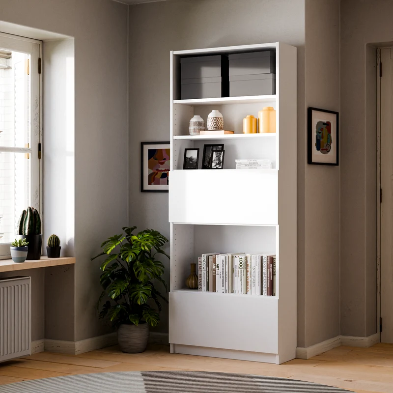 Klapptür für IKEA BILLY Regal, 80 x 30cm in Weiß oder Eichenoptik