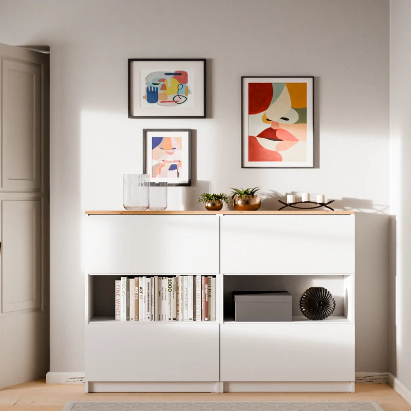 Klapptür für IKEA BILLY Regal, 80 x 30cm in Weiß oder Eichenoptik