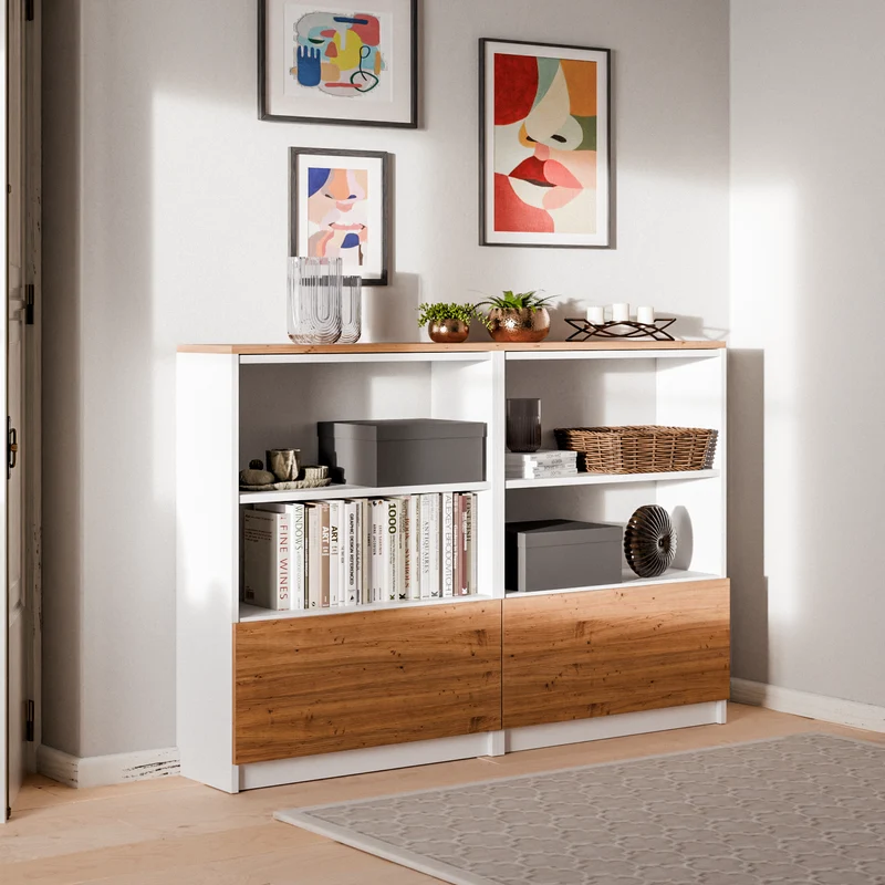 Klapptür für IKEA BILLY Regal, 80 x 30cm in Weiß oder Eichenoptik