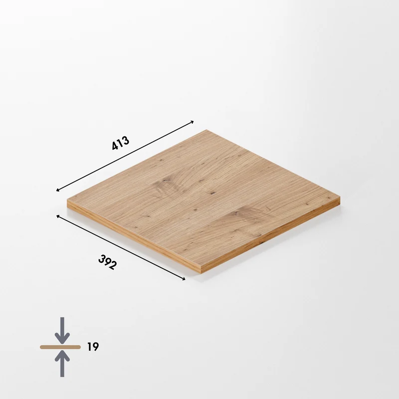 Holzplatte für 1er IKEA Kallax Regal, Eiche - Deckplatte, 41,3 x 39,2 x 1,9cm