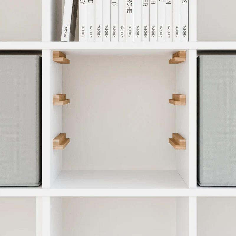 Einsatz für IKEA Kallax Regal, Schienen aus Holz, wahlweise mit passenden Boxen wie Trofast