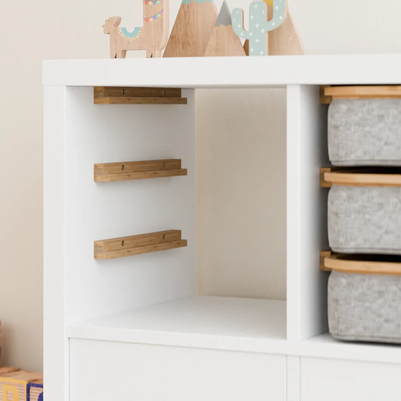 Einsatz für IKEA Kallax Regal, Schienen aus Holz, wahlweise mit passenden Boxen wie Trofast