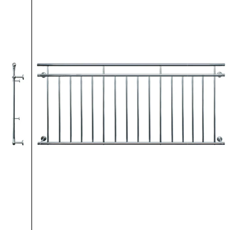 Französischer Balkon glänzend 90x225 cm mit 16 Füllstäben aus Edelstahl