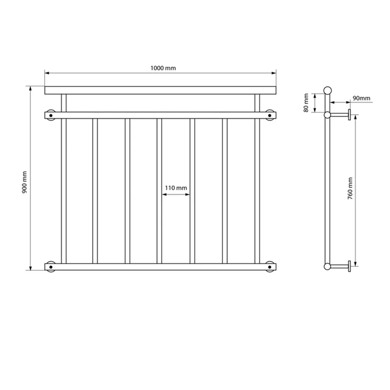 Französischer Balkon Brüstungsgeländer 100x90 cm Anthrazit mit 7 Füllstäben aus pulverbeschichtetem Stahl