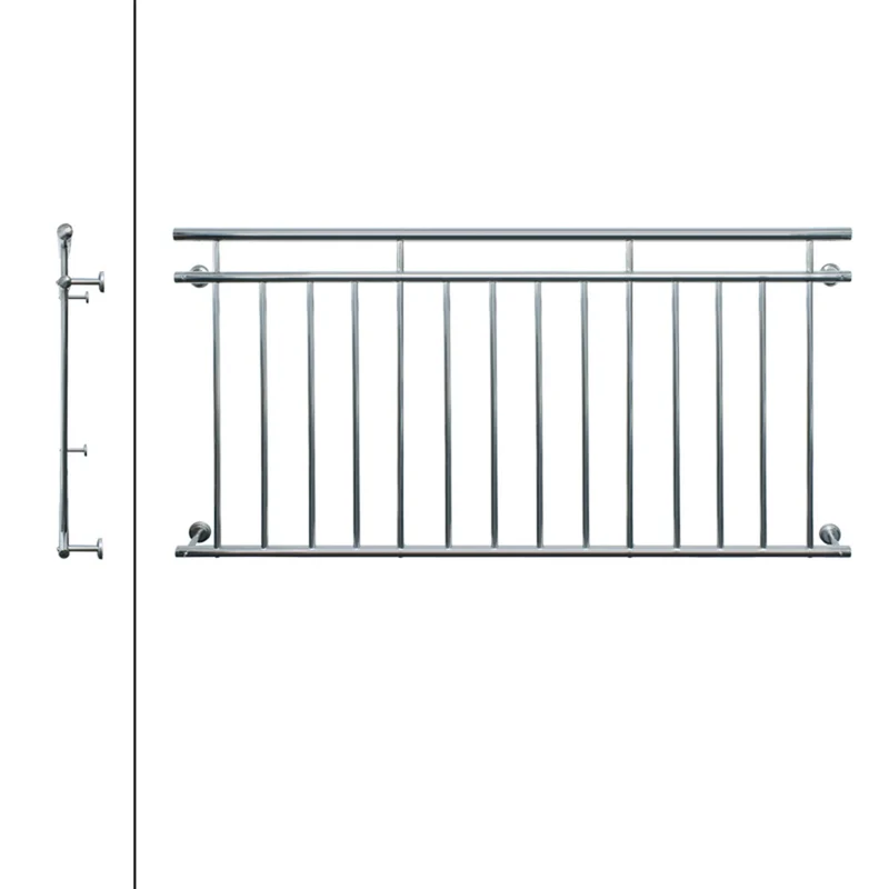 B-Ware Französischer Balkon glänzend 184x90 cm mit 14 Füllstäben aus Edelstahl