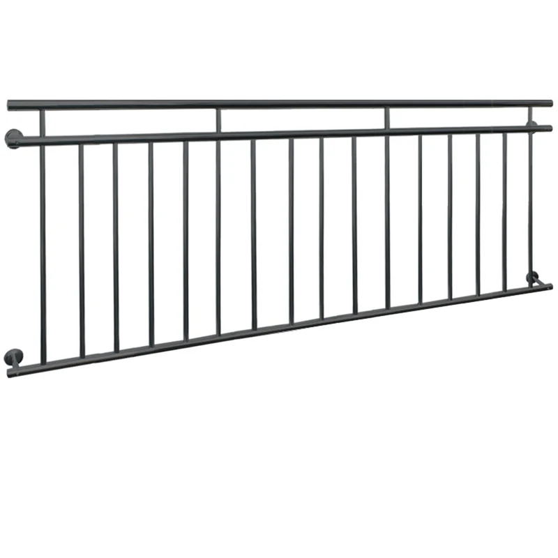 B-Ware Französischer Balkon Brüstungsgeländer 225x90 cm Anthrazit mit 16 Füllstäben aus pulverbeschichtetem Stahl