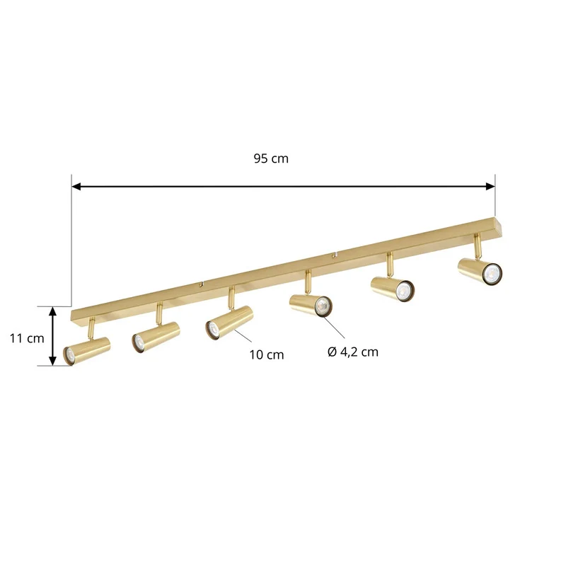 B-Ware Lindby Deckenstrahler Iluna 6-flg LED Strahler dimmbar messing 95x4,2cm Lampe