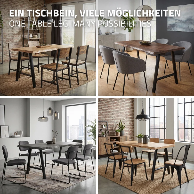 ML-DESIGN | Tischbeine 2er Set A-Form mit ovalem Profil 60x72 cm aus Stahl Schwarz Tischgestell Tischfüße Tischkufen für Esstisch & Schreibtisch