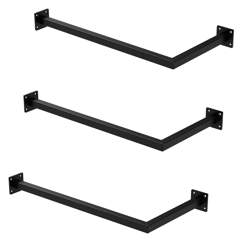Kleiderstange Ecke Garderobe Wandmontage Schwarz aus Stahl ML-Design
