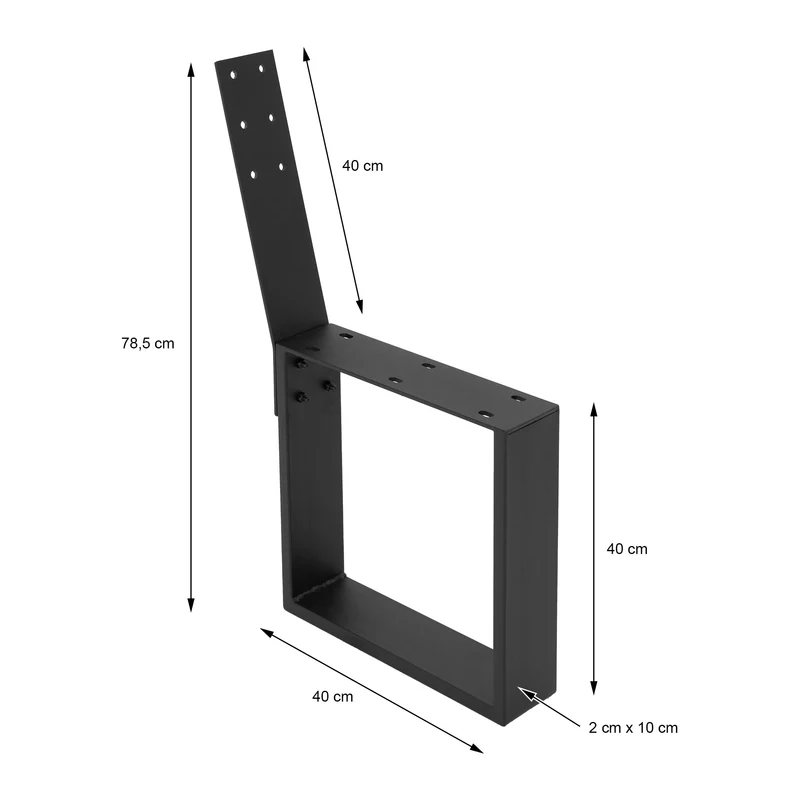 Bankgestell Bankkufen 2er Set O-Design 40 x 78,5 cm Schwarz aus Stahl ML-Design