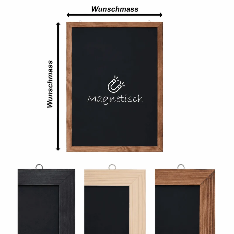Wandkreidetafel mit Holzrahmen, magnetisch, individuell nach Mass