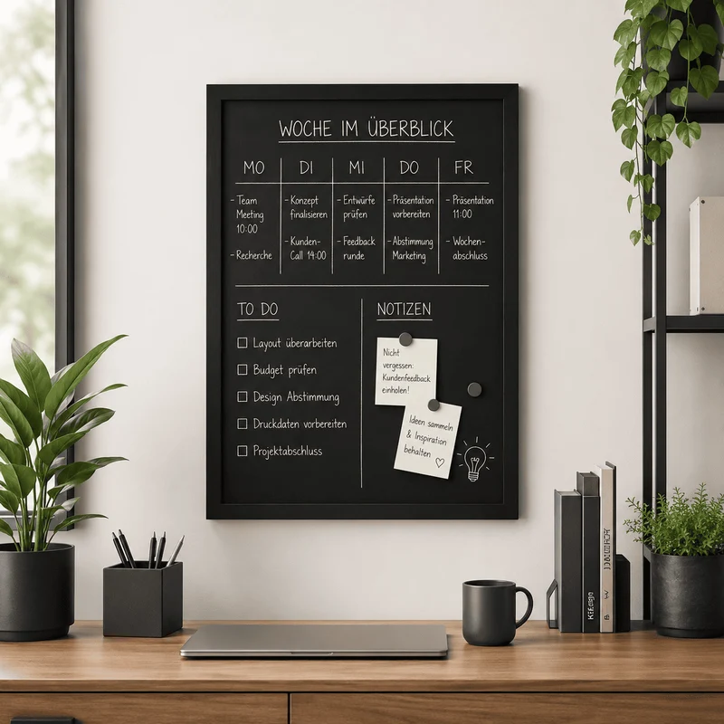 Wandkreidetafel mit Holzrahmen, magnetisch, individuell nach Mass