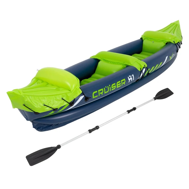 Kajak Cruiser X1 mit Alu-Doppelpaddel 318x80x55 cm Grün/Weiß/Blau aus Kunststoff