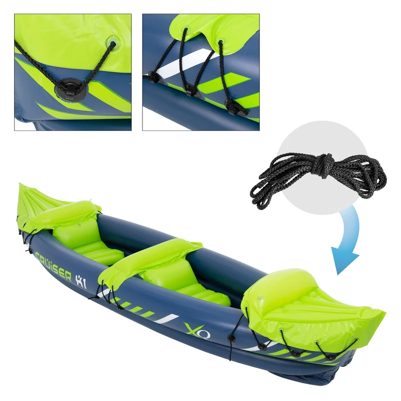 Kajak Cruiser X1 mit Alu-Doppelpaddel 318x80x55 cm Grün/Weiß/Blau aus Kunststoff
