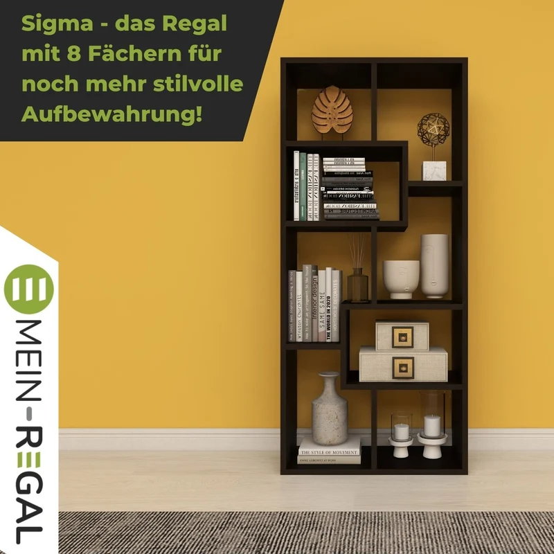 Coemo Bücherregal Sigma 8 versetzte Fächer, modernes Design