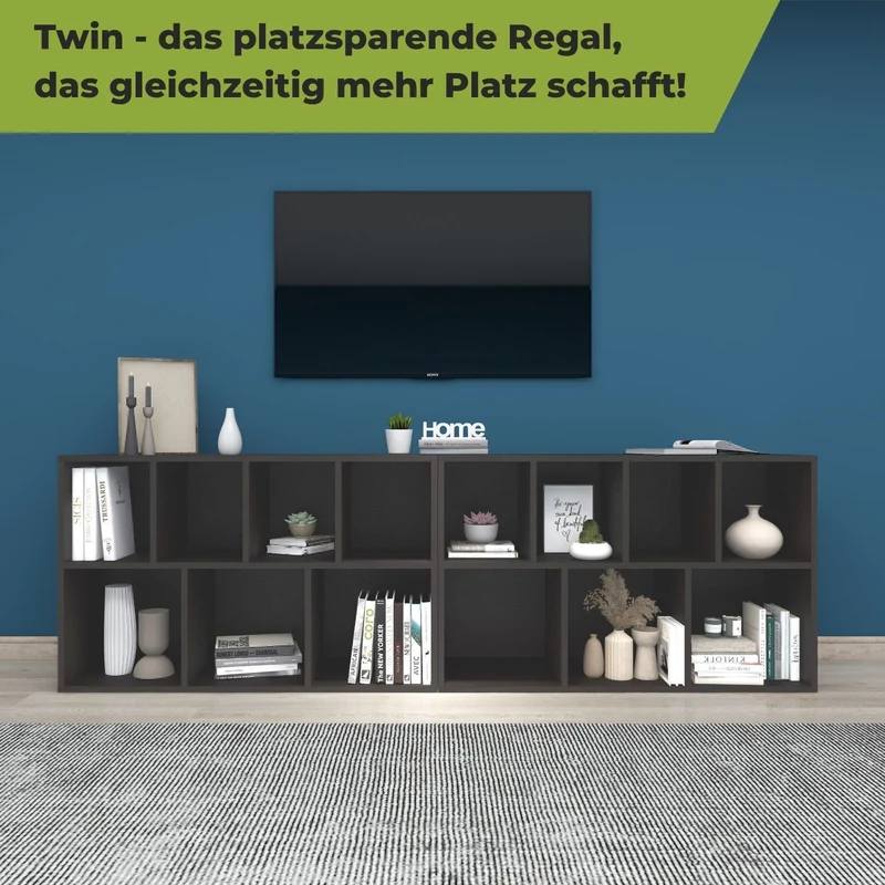 Coemo Bücherregal Twin Standregal 7 Fächer
