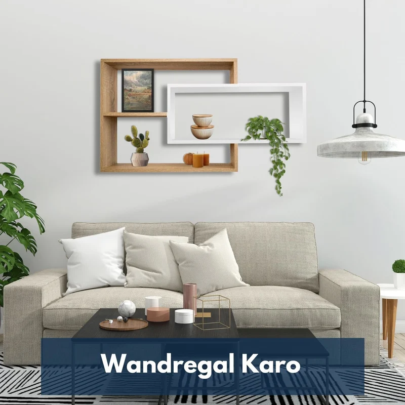 1B Wandregal Karo Schweberegal aus Holz