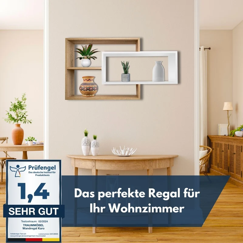 1B Wandregal Karo Schweberegal aus Holz