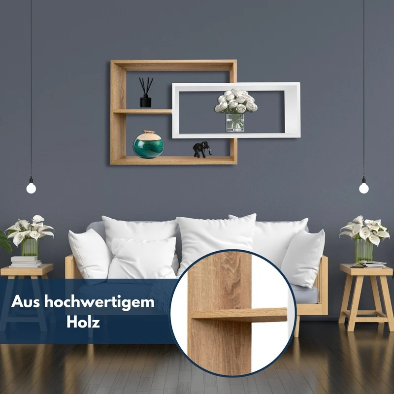1B Wandregal Karo Schweberegal aus Holz