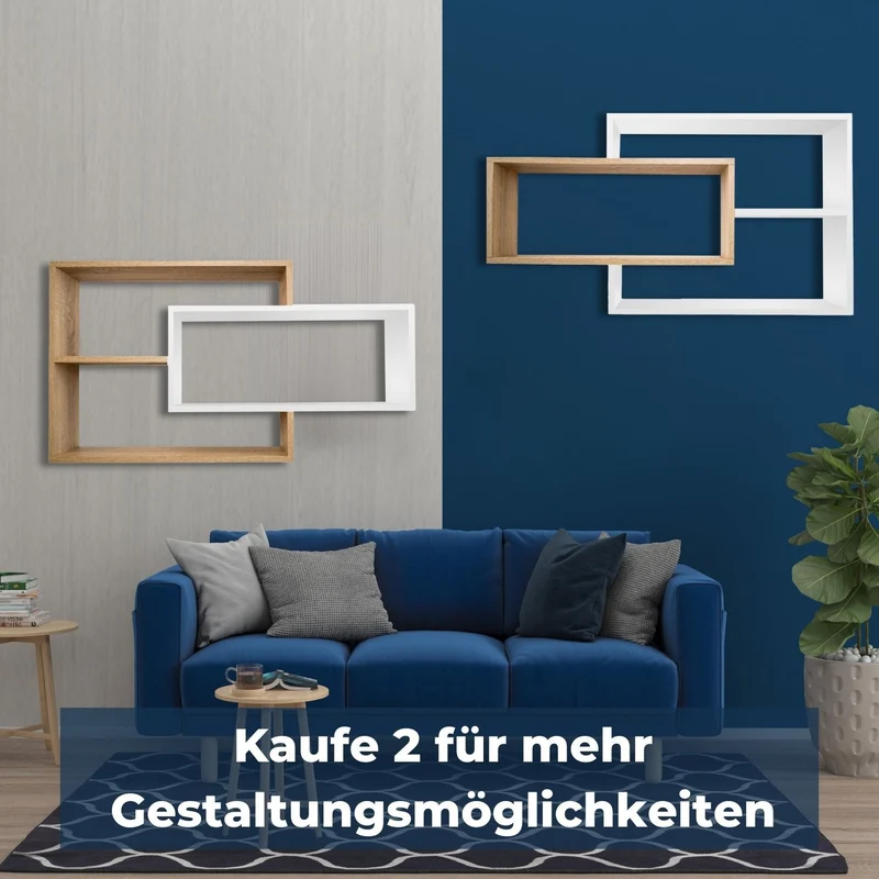1B Wandregal Karo Schweberegal aus Holz