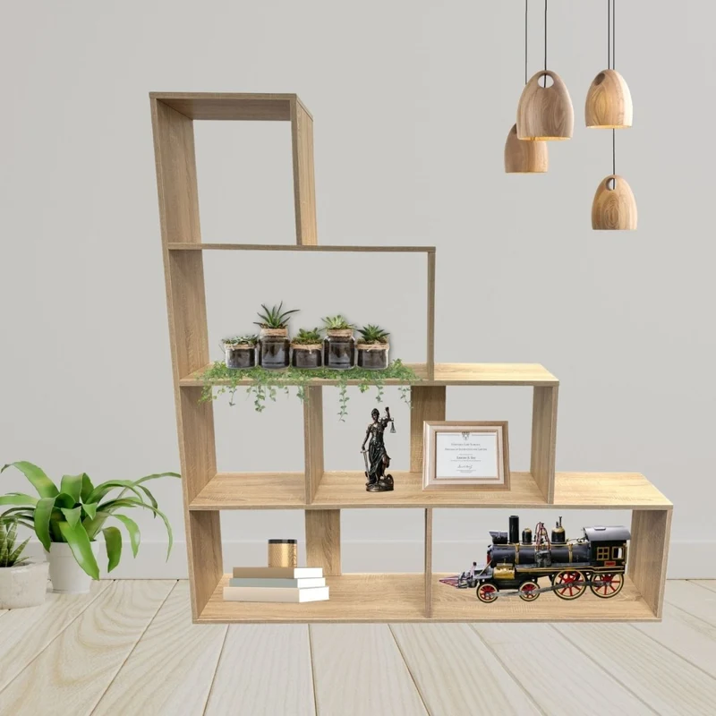 Coemo Treppenregal Scala aus Holz 4 Etagen Stufenregal 6 Fächer