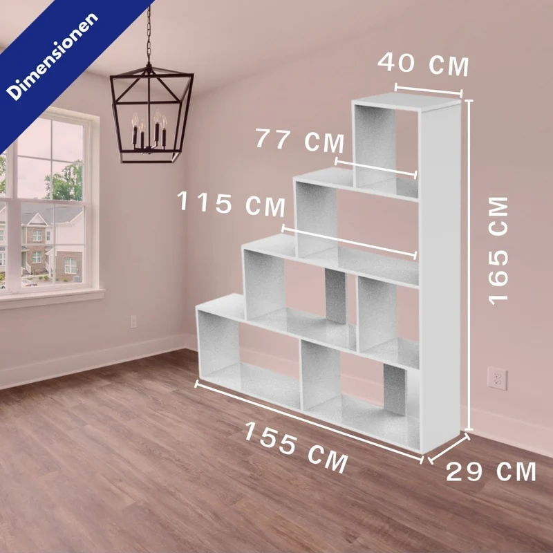 Coemo Treppenregal Scala aus Holz 4 Etagen Stufenregal 6 Fächer
