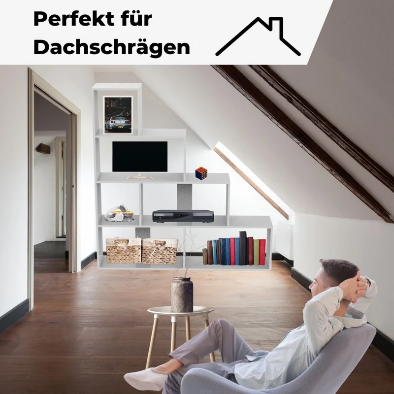Coemo Treppenregal Scala aus Holz 4 Etagen Stufenregal 6 Fächer