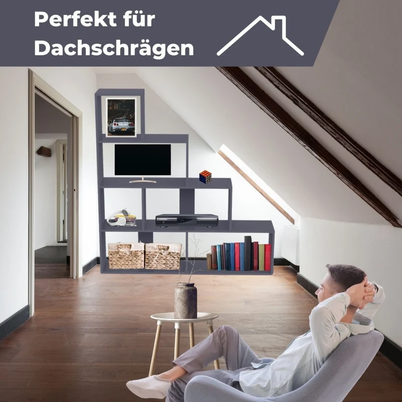 Coemo Treppenregal Scala aus Holz 4 Etagen Stufenregal 6 Fächer
