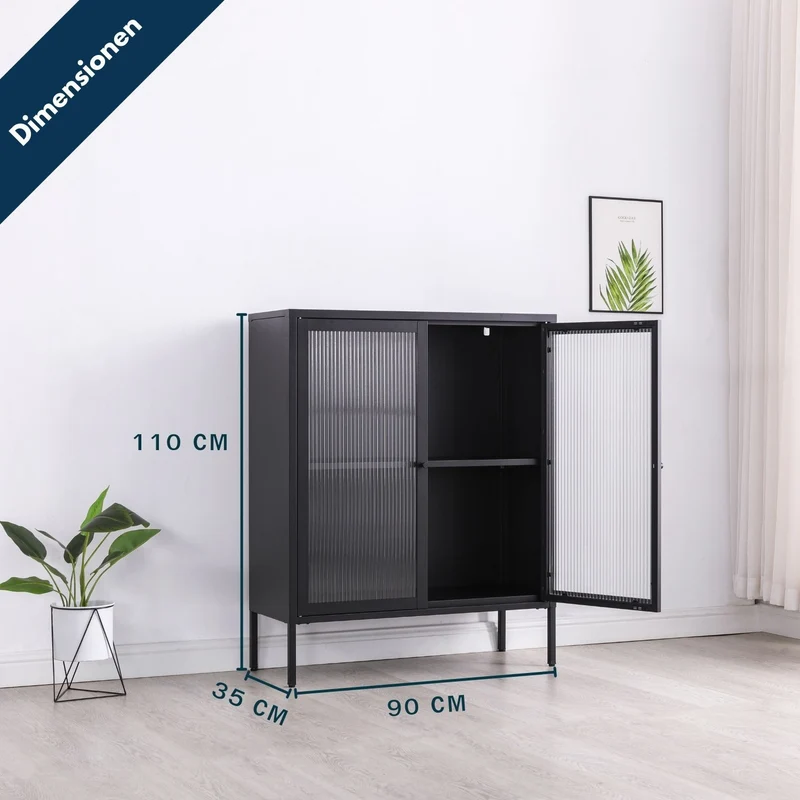 Coemo Highboard Tokio aus Metall mit Glastüren