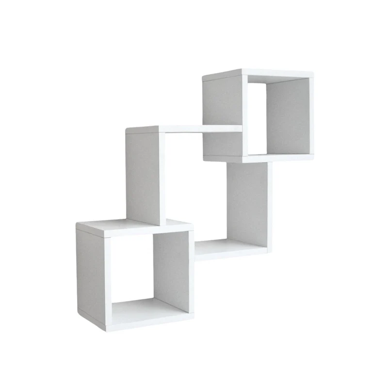 Mein-Regal Wandregal Connect aus Holz MDF, 3 Fächer vertikal versetzt