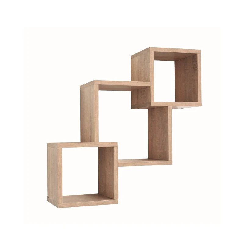 Mein-Regal Wandregal Connect aus Holz MDF, 3 Fächer vertikal versetzt