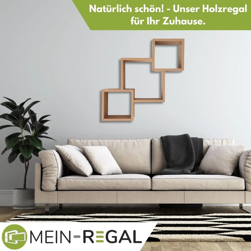 Mein-Regal Wandregal Connect aus Holz MDF, 3 Fächer vertikal versetzt