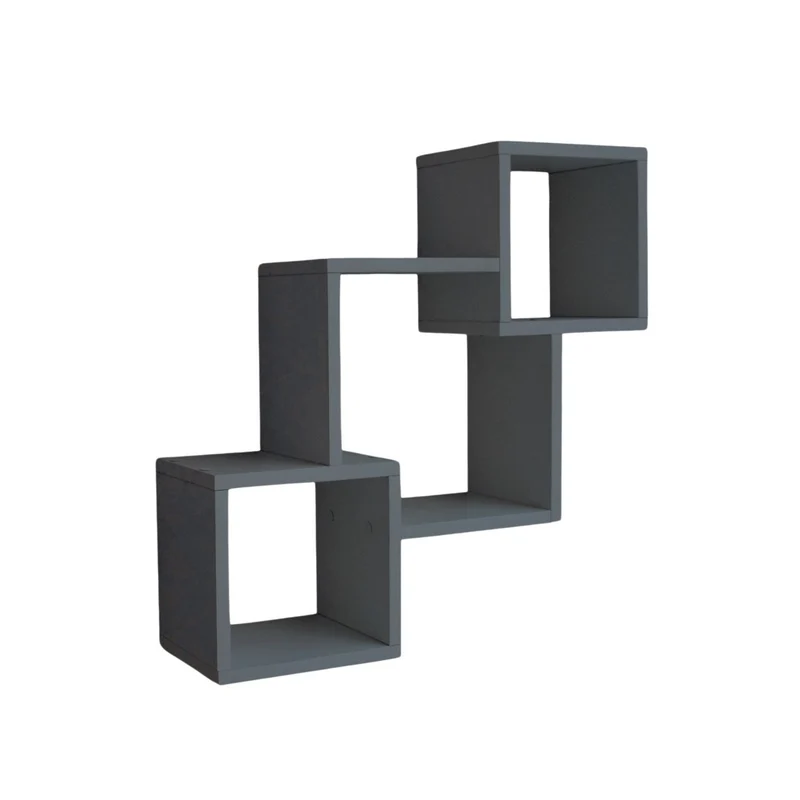 Mein-Regal Wandregal Connect aus Holz MDF, 3 Fächer vertikal versetzt