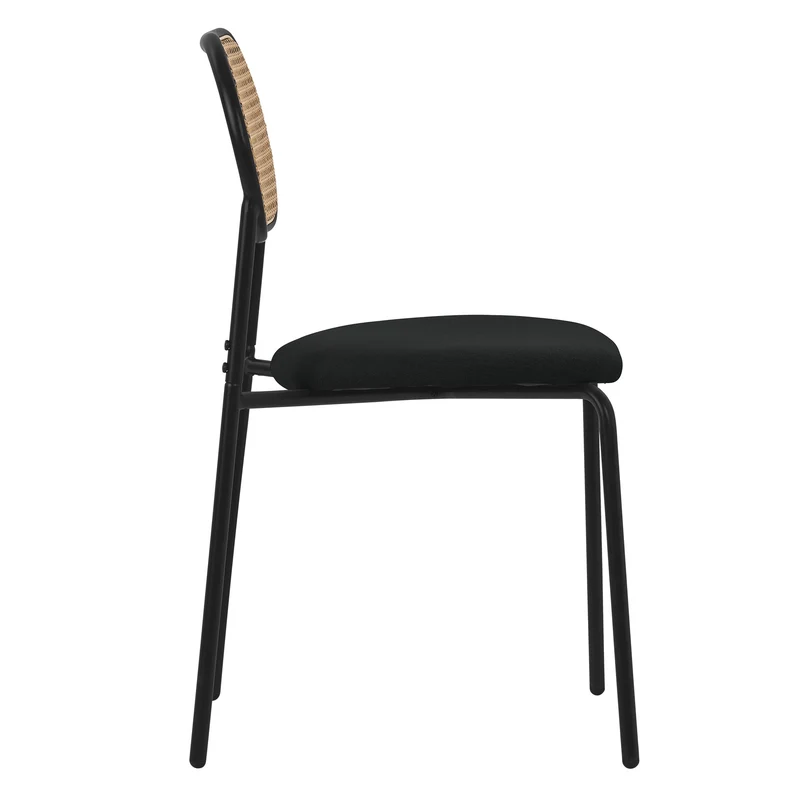 B-Ware Esszimmerstuhl 2er Set Schwarz bis 120 kg Rattan Rückenlehne ML-Design