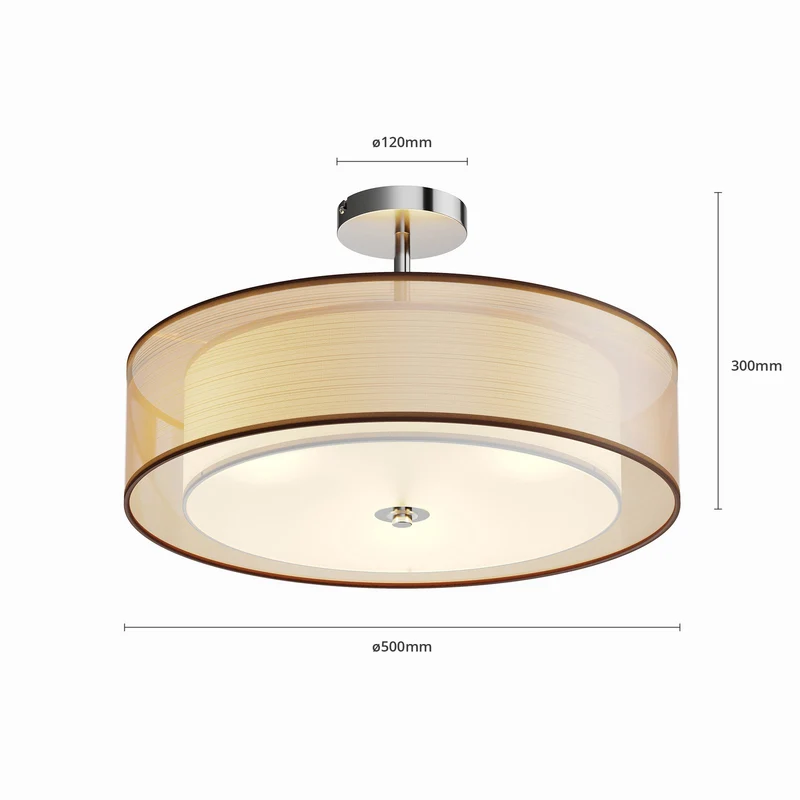 B-Ware Lindby Deckenleuchte Deckenlampe Pikka Textil braun E27 Wohnzimmer Beleuchtung