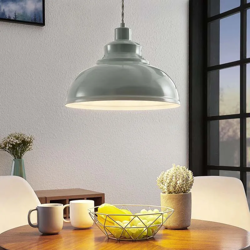 B-Ware Lindby Pendelleuchte Hängeleuchte Albertine LED Lampe dimmbar hellblau Ø29cm